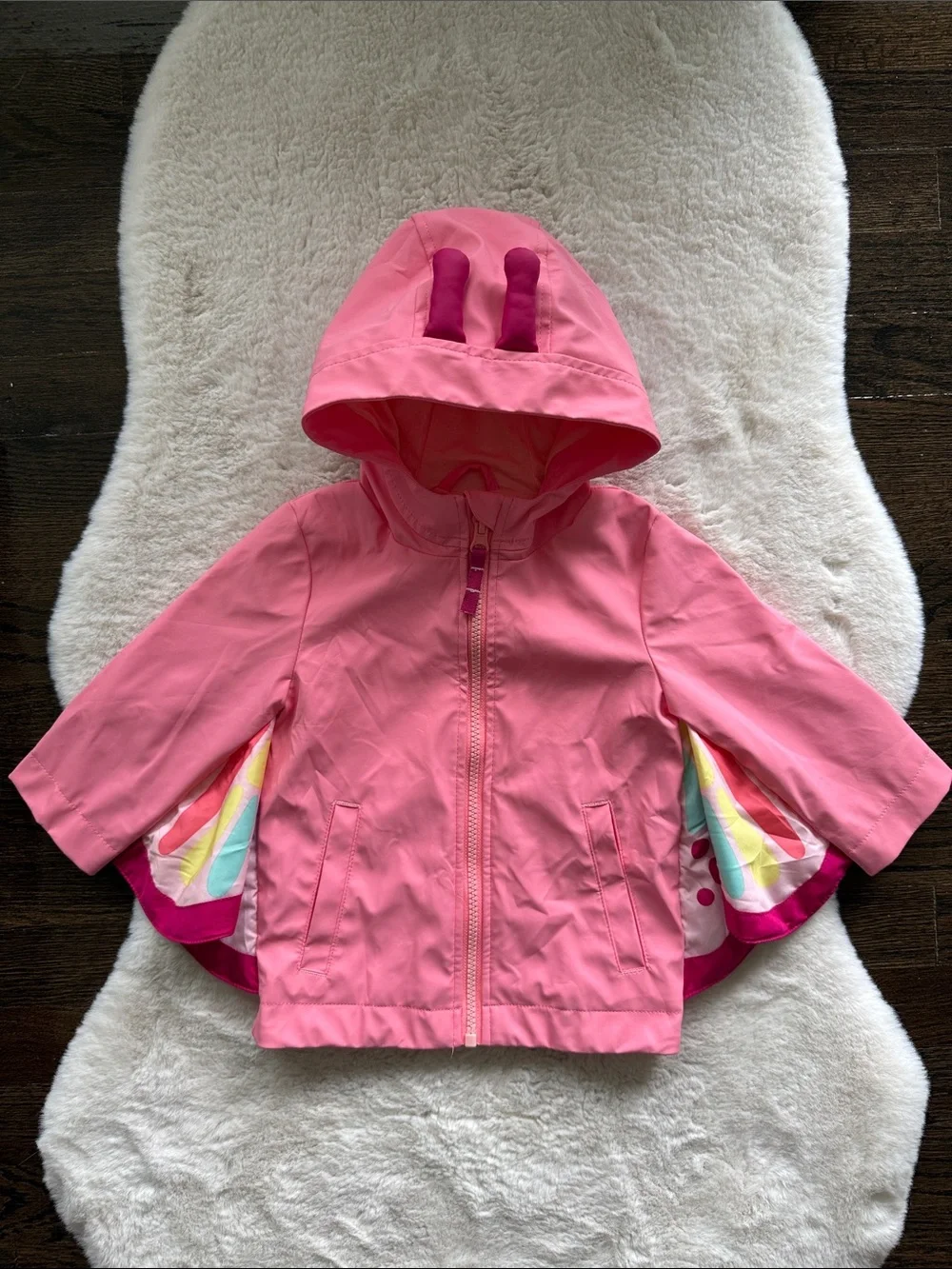Cat & Jack Pink Butterfly Rain Jacket - Size 12M